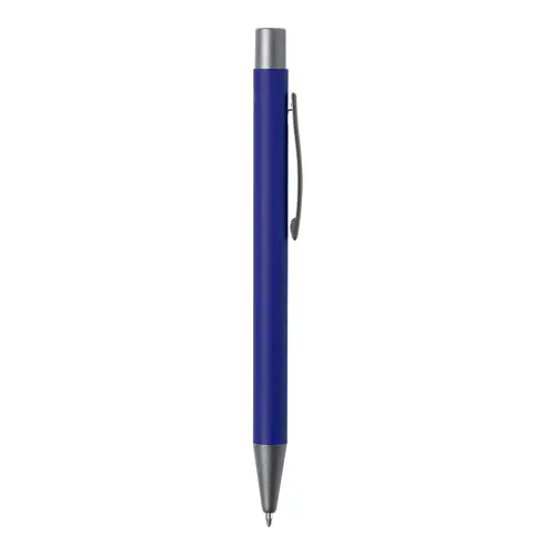 Penna a sfera in alluminio riciclato con finiture color canna di fucile e refill blu