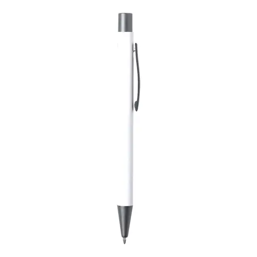 Penna a sfera in alluminio riciclato con finiture color canna di fucile e refill blu