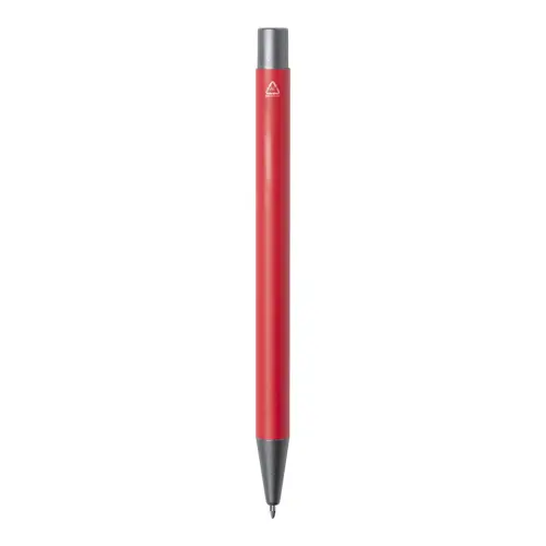 Penna a sfera in alluminio riciclato con finiture color canna di fucile e refill blu