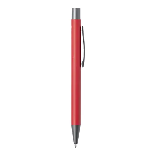 Penna a sfera in alluminio riciclato con finiture color canna di fucile e refill blu