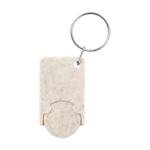 Portachiavi con gettone carrello in plastica ABS e paglia di grano