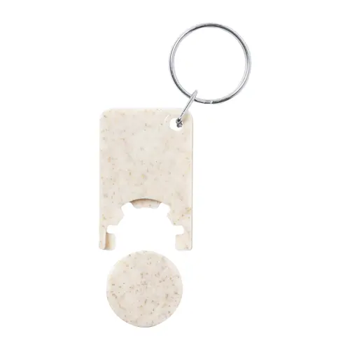Portachiavi con gettone carrello in plastica ABS e paglia di grano