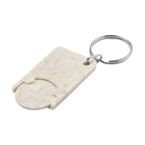 Portachiavi con gettone carrello in plastica ABS e paglia di grano