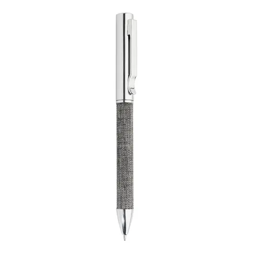 Set block note A5 in RPET fogli a righe elastico in gomma penna a sfera in metallo con rivestimento in poliestere RPET e refill blu in scatola regalo
