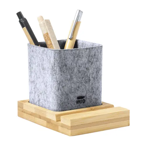  Organizer da scrivania comprende portapenne in feltro e supporto in bambù porta cellulare