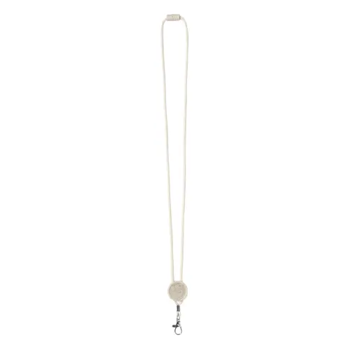 Lanyard in cotone con fibbia di sicurezza e piastrina rotonda in ecologica paglia di grano e plastica ABS