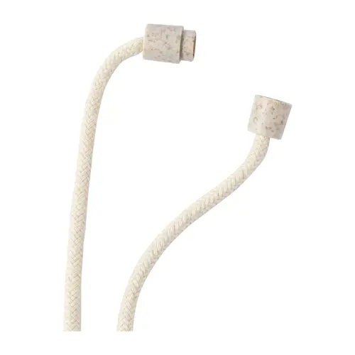 Lanyard in cotone con fibbia di sicurezza e piastrina rotonda in ecologica paglia di grano e plastica ABS