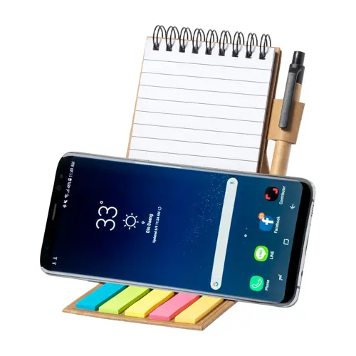 Block note pieghevole a spirale a righe e fogli adesivi con copertina in carta riciclata inclusa penna refill blu da 105×160×15mm