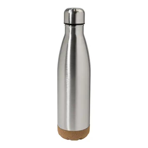 Borraccia a forma di bottiglia in acciaio inossidabile con base in sughero naturale da 750ml