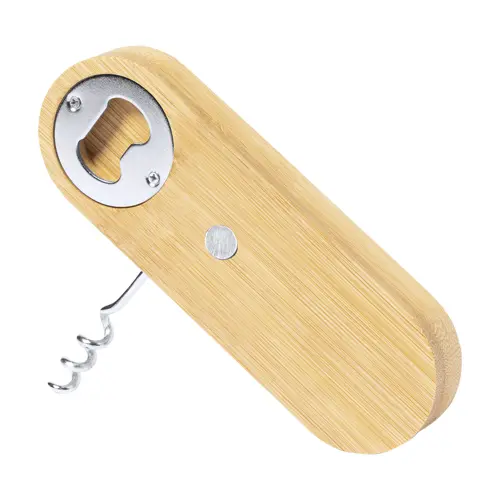 Cavatappi magnetico in bambù e apribottiglie