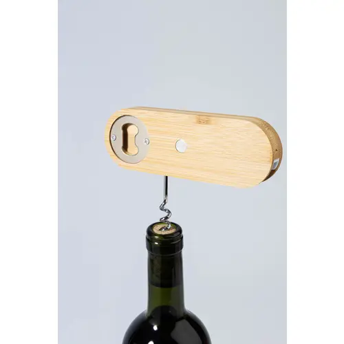Cavatappi magnetico in bambù e apribottiglie