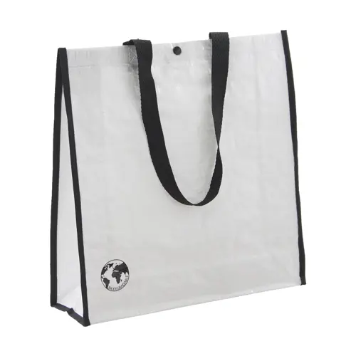 Shopper per la spesa biodegradabile con chiusura a bottone e manici lunghi disponibile in diverse colorazioni da 120gr 37x38x12cm