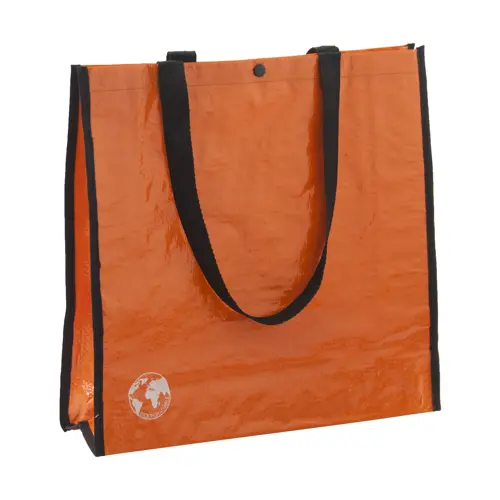 Shopper per la spesa biodegradabile con chiusura a bottone e manici lunghi disponibile in diverse colorazioni da 120gr 37x38x12cm