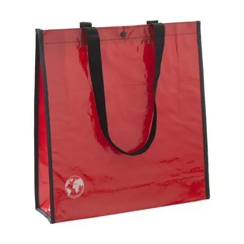 Shopper per la spesa biodegradabile con chiusura a bottone e manici lunghi disponibile in diverse colorazioni da 120gr 37x38x12cm