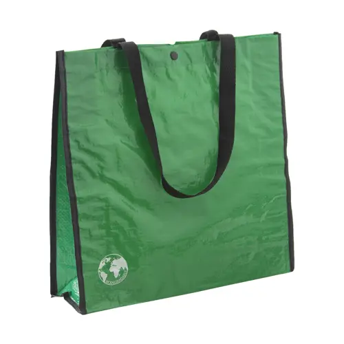 Shopper per la spesa biodegradabile con chiusura a bottone e manici lunghi disponibile in diverse colorazioni da 120gr 37x38x12cm