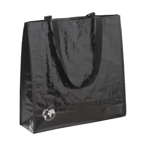 Shopper per la spesa biodegradabile con chiusura a bottone e manici lunghi disponibile in diverse colorazioni da 120gr 37x38x12cm