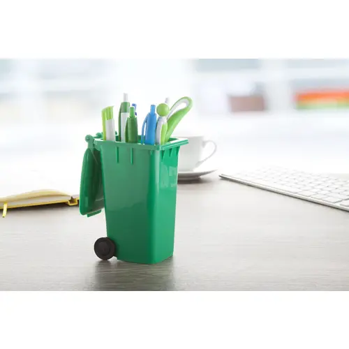 Portapenne in plastica a forma di pattumiera