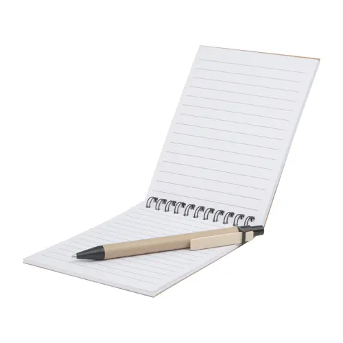 Block Notes A6 con copertina e penna a sfera in carta riciclata