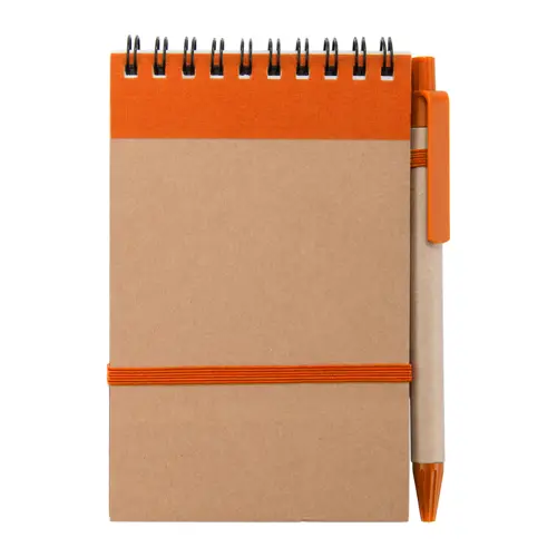 Block Notes B7  in carta riciclata e 70 fogli a righe e penna in refill blu