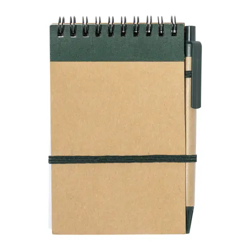 Block Notes B7  in carta riciclata e 70 fogli a righe e penna in refill blu