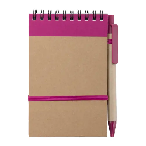 Block Notes B7  in carta riciclata e 70 fogli a righe e penna in refill blu