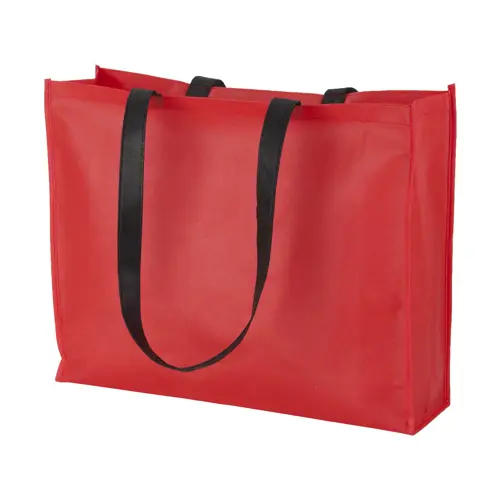 Shopper per la spesa in TNT disponibile in diverse colorazioni con manici lunghi neri da 90gr 40x32x11cm