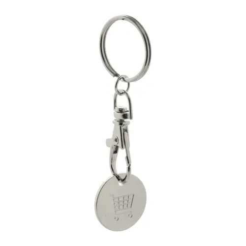 Portachiavi in metallo con gettone per il carrello della spesa ø23mm