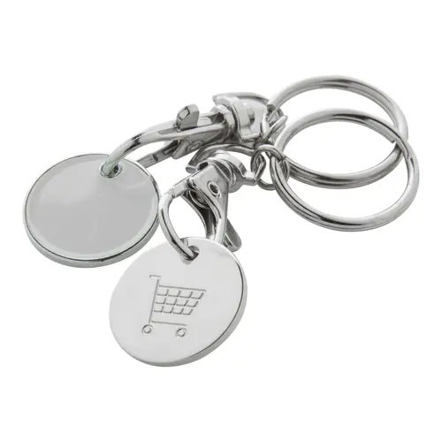 Portachiavi in metallo con gettone per il carrello della spesa ø23mm