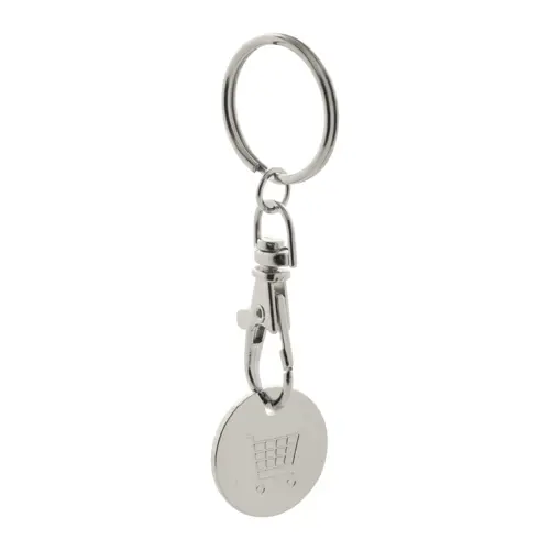 Portachiavi in metallo con gettone per il carrello della spesa ø23mm