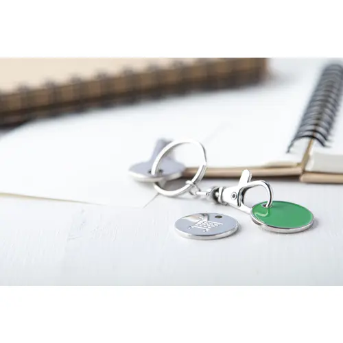 Portachiavi in metallo con gettone per il carrello della spesa ø23mm