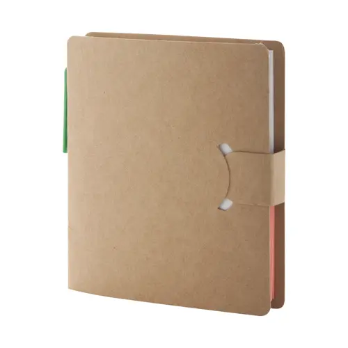 Notepad adesivo con penna a sfera in confezione di cartone