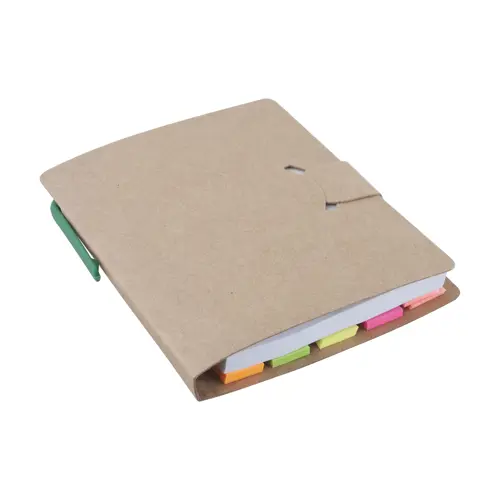 Notepad adesivo con penna a sfera in confezione di cartone