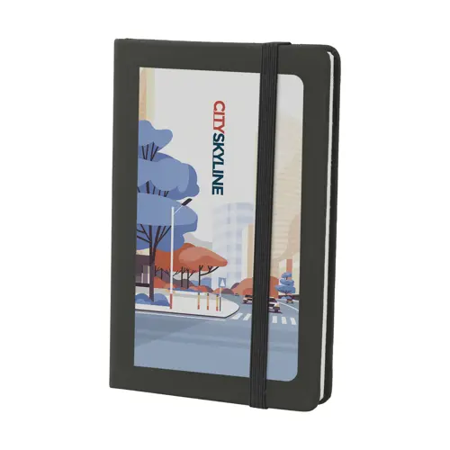 Block Notes A6 con copertina rivestita in pelle PU e 100 fogli neutri e con elastico e segnapagine in coordinato