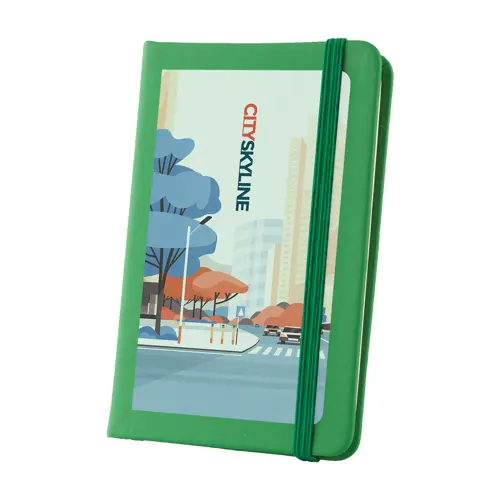 Block Notes A6 con copertina rivestita in pelle PU e 100 fogli neutri e con elastico e segnapagine in coordinato