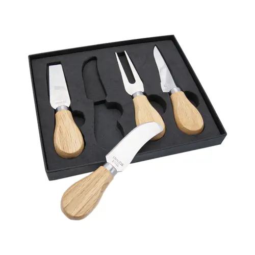 Set coltelli da formaggio con manico legno in confezione nera