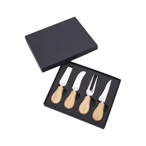 Set coltelli da formaggio con manico legno in confezione nera