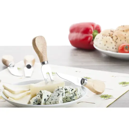 Set coltelli da formaggio con manico legno in confezione nera