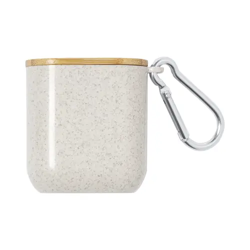 Cavo di ricarica USB in astuccio di plastica ecologica e portacellulare bambù