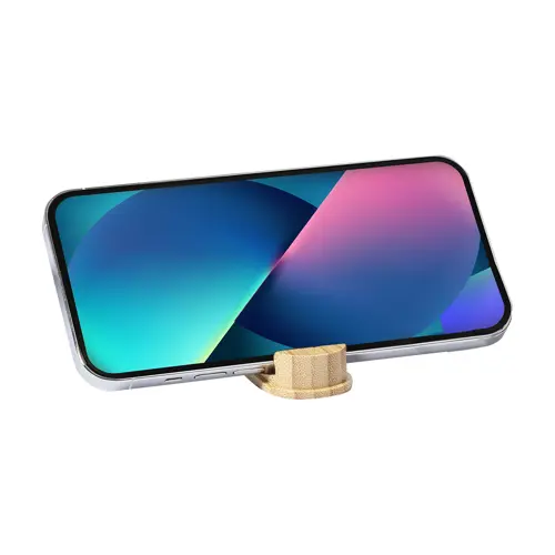 Cavo di ricarica USB in astuccio di plastica ecologica e portacellulare bambù