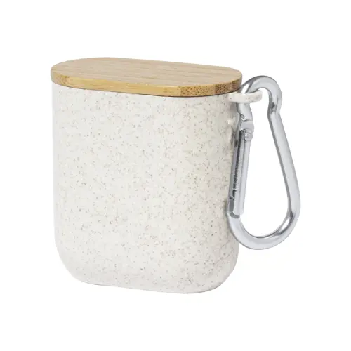 Cavo di ricarica USB in astuccio di plastica ecologica e portacellulare bambù