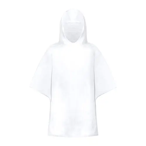 Poncho per bambini in LDPE trasparente con custodia in RPET e moschettone