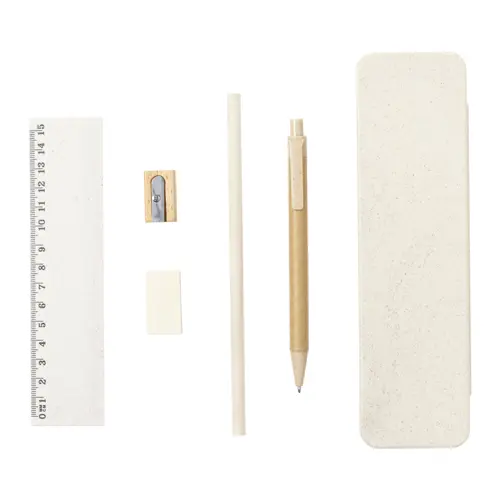 Set da scrittura da 5 pezzi in confezione ecologica in plastica di paglia di grano