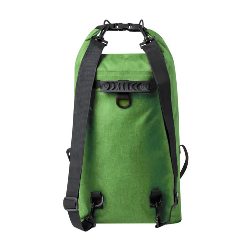 Zaino sacca impermeabile in RPET con tasca per dispositivo capacitivo chiusa da cerniera e cinghie regolabili 370×550×130mm