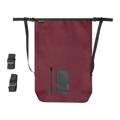Zaino sacca impermeabile in RPET con tasca per dispositivo capacitivo chiusa da cerniera e cinghie regolabili 370×550×130mm