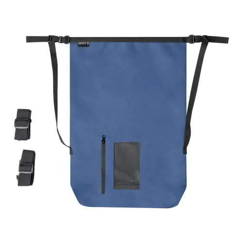 Zaino sacca impermeabile in RPET con tasca per dispositivo capacitivo chiusa da cerniera e cinghie regolabili 370×550×130mm