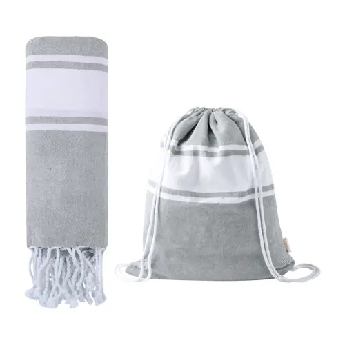 Telo mare con sacca bicolore in 100% cotone riciclato 170gr 1800×900mm