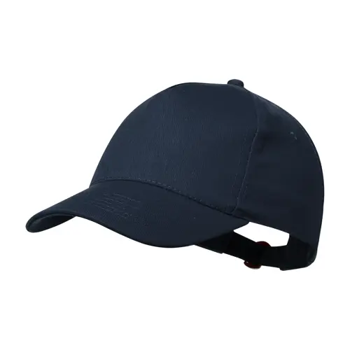 Cappellino da baseball in cotone riciclato con 5 pannelli e chiusura con fibbia in metallo