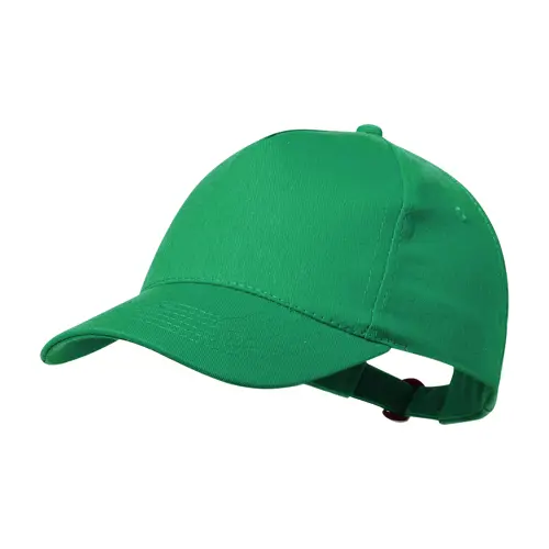 Cappellino da baseball in cotone riciclato con 5 pannelli e chiusura con fibbia in metallo