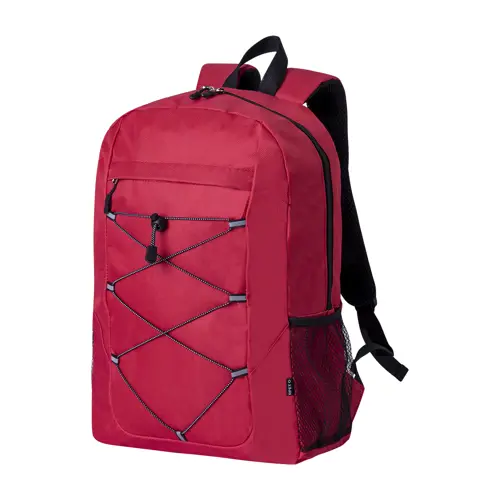 Zaino in poliestere 600D RPET cordini e tasca frontale schienale e spallacci imbottiti 30×45×14cm