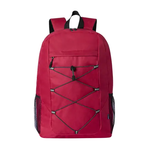 Zaino in poliestere 600D RPET cordini e tasca frontale schienale e spallacci imbottiti 30×45×14cm